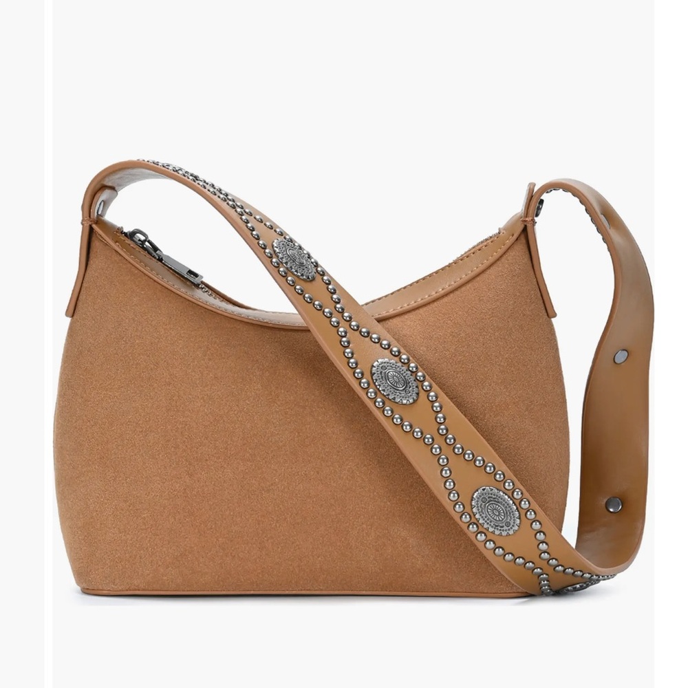 Rachel Zoe Suede Hobo Shoulder Bag with Decorative Stud Strap